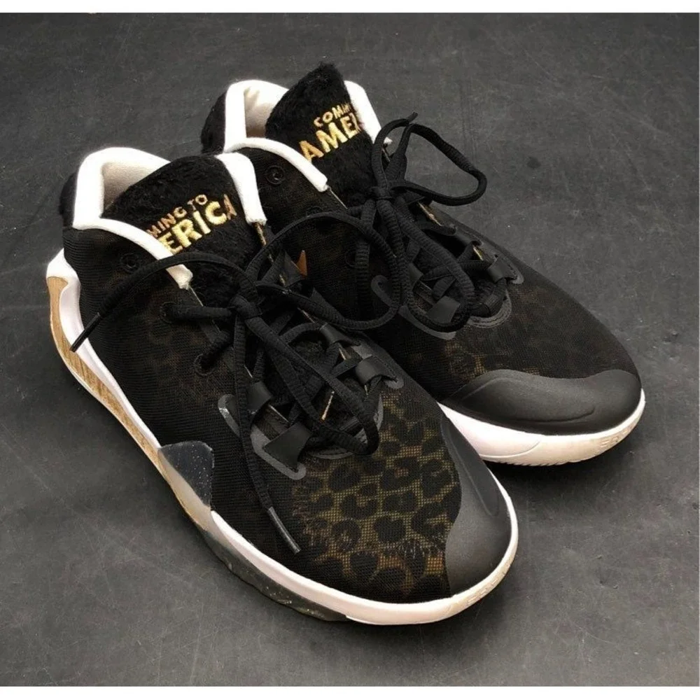 Nike Zoom Freak 1 Coming to America Youth 6Y BQ5633‑900 Black Gold Leopard Shoes